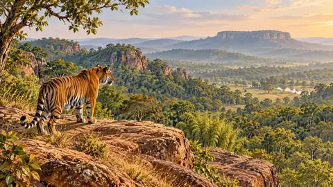Illustration of the forest view at Climber's Point, Bandhavgarh