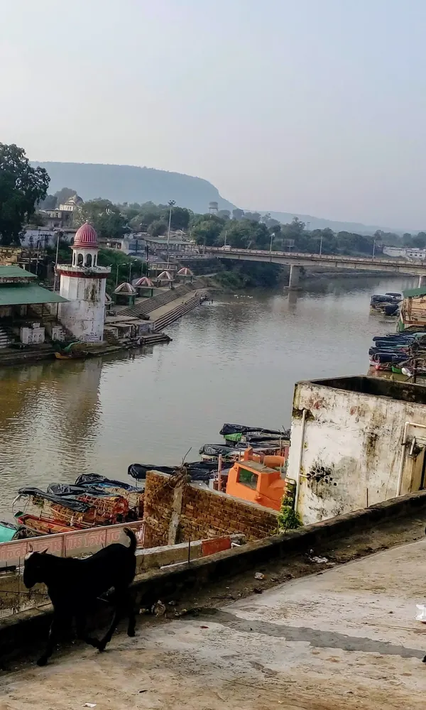 Ramghat beside the Mandakini River in Chitrakoot