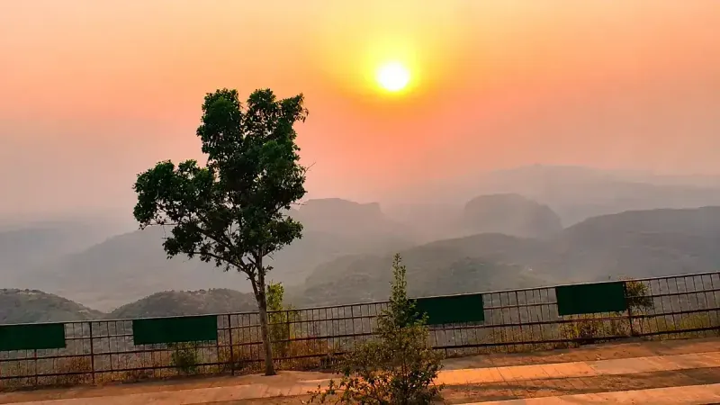 Sun setting over the hills from Dhoopgarh