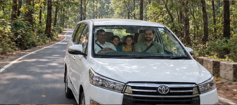AI-generated drive family travel scene