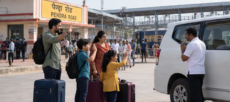 AI-generated farewell family travel scene