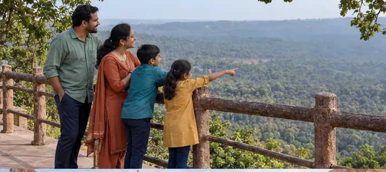 AI visualisation of a family visiting Sonmuda Viewpoint, Amarkantak