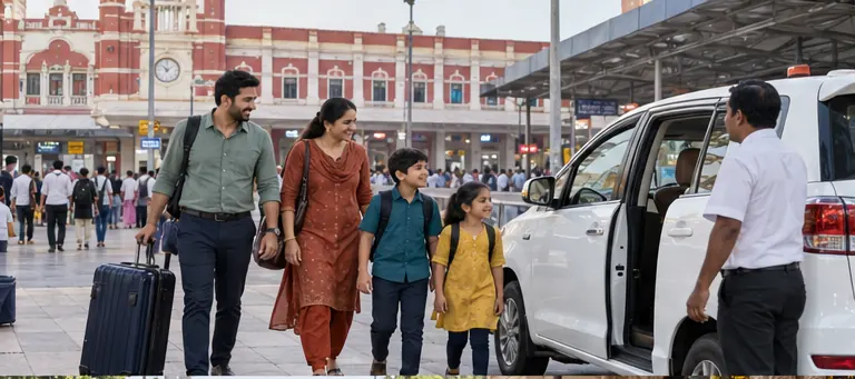 AI-generated visual of the family arriving in Indore Junction