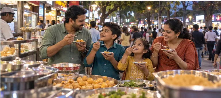 AI visualisation of a family visiting Chappan Dukan, Indore