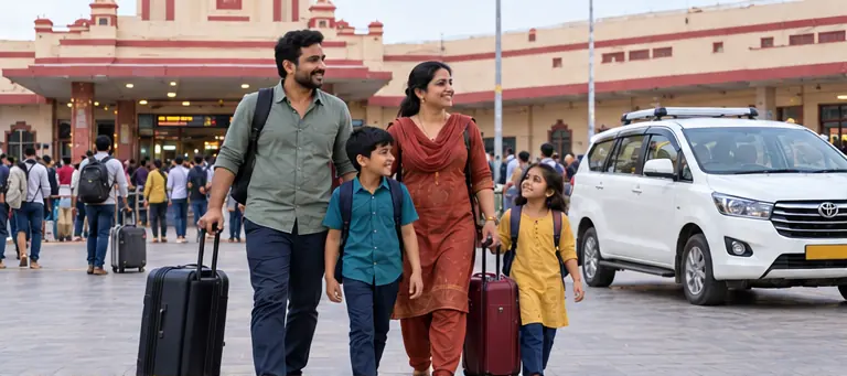 AI-generated visual of the family arriving in Indore