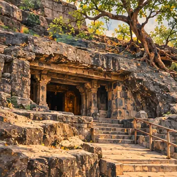 Illustration of Bhartrihari Caves, Ujjain