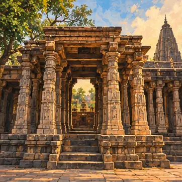 Illustration of Chaubis Khamba Temple, Ujjain
