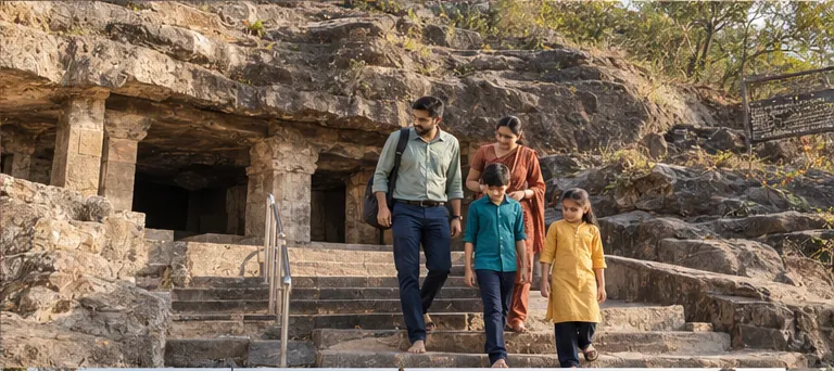 AI-generated bhartrihari-caves travel scene