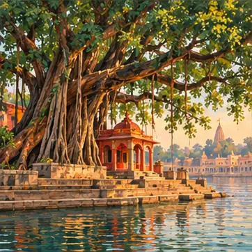 Illustration of Siddhavat Ghat, Ujjain